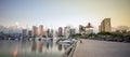 Honolulu and Waikiki skyline from boat harbor Royalty Free Stock Photo