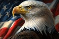 honor American bald eagle with flag. American patriotic symbols. Ai generative Royalty Free Stock Photo