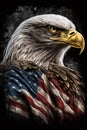 honor American bald eagle with flag. American patriotic symbols. Ai generative Royalty Free Stock Photo