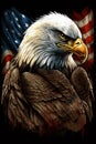 honor American bald eagle with flag. American patriotic symbols. Ai generative