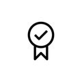 Honor appreciation icon design. medal with check mark symbol. simple clean line art professional business management concept