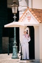 Honor guard on duty at royal palace, residence of Prince of Monaco Royalty Free Stock Photo