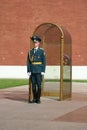 An honor guard at the Moscow Kremlin wall, Russia Royalty Free Stock Photo