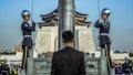 Honor guards in the flag lowering ceremony of Taiwanese Liberty Square Taipei