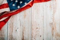 In honor of Veterans Day, American flags against a wooden backdrop Royalty Free Stock Photo