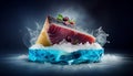 Delicious and beautiful Fresh Tuna Slice as Sashimi or steak. decorated in crystal ice. AI Generated