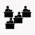 Honorable Jury Group, Committee Jurors. Flat Vector Icon illustration. Simple black symbol on white background