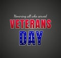 Honoring all who served. Veterans day in the United States celebration banner design template in vector Royalty Free Stock Photo