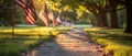 Honoring Fallen Heroes: Rows of American Flags at Military Cemetery on Memorial Day. Concept Royalty Free Stock Photo