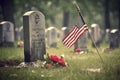 Honoring the Fallen: Memorial Day Tribute to the American Flag in Grave,