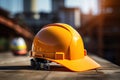 Honoring Labor Day Construction Helmet Stands Tall Against a Backdrop with Ample Copy Space. created with Generative AI Royalty Free Stock Photo