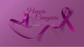 Honors Caregivers. National Family Caregivers Month. Calligraphy Poster Design. A Plum Ribbon brings awareness to Cancer