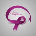 Honors Caregivers. National Family Caregivers Month. Calligraphy Poster Design. A Plum Ribbon brings awareness to Cancer Royalty Free Stock Photo