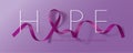 Honors Caregivers. National Family Caregivers Month. Calligraphy Poster Design. A Plum Ribbon brings awareness to Cancer