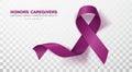 Honors Caregivers. National Family Caregivers Month. Plum Color Ribbon Isolated On Transparent Background. Vector Design Template