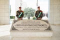 Honour guards stand by the tomb of late Palestinian leader Yasser Arafat in the West Bank city of Ramallah