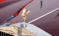 Hood ornament and emblem of vintage Rolls-Royce car, presented on oldtimer car show Royalty Free Stock Photo