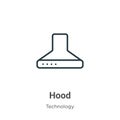 Hood outline vector icon. Thin line black hood icon, flat vector simple element illustration from editable technology concept Royalty Free Stock Photo