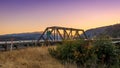 Underwood bridge over Columbia River, Oregon state at sunset Royalty Free Stock Photo