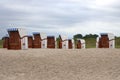 Hooded beach chairs strandkorb at the Baltic seacoast