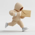 Hooded character running with envelope in minimalist style Royalty Free Stock Photo