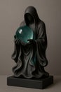 Hooded figure holding a glowing crystal ball Royalty Free Stock Photo
