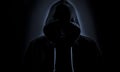 Hooded hacker in dark Royalty Free Stock Photo