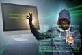 The hooded hacker in data computer security concept Royalty Free Stock Photo