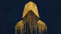 Hooded Hacker on Digital Background: Cybersecurity Concept