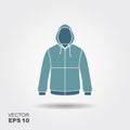 Hooded jacket flat icon with shadow. Sportswear