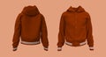 Hooded jacket mockup in front, side and back views Royalty Free Stock Photo