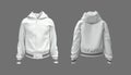 Hooded jacket mockup in front, and back views. Royalty Free Stock Photo