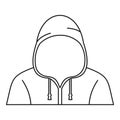 Hooded man icon, outline style Royalty Free Stock Photo