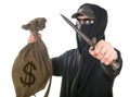 Hooded robber with a dagger