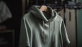 Hooded sweatshirt on coathanger in clothing store generated by AI