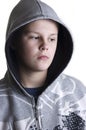 Hooded teenage boy