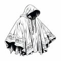 Unique Hooded Cape Drawing In Victorian-inspired Style