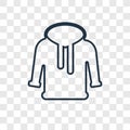Hoodie concept vector linear icon isolated on transparent background, Hoodie concept transparency logo in outline style