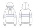 Hoodie fashion flat sketch template. Women Sweatshirt design fashion flat sketch template. Unisex oversized Hoodie front, back,