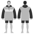 Hoodie fashion man body full length template figure silhouette in shorts