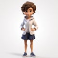 Hoodie Girl 3d Cartoon Portrait With Naturalistic Proportions