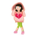 hoodie girl in love. Vector illustration decorative design