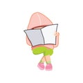 hoodie girl reading book. Vector illustration decorative design