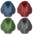 Hoodie with hood. Blue. green and red Warm coat clothing Royalty Free Stock Photo