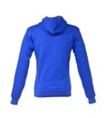 hoodie hooded sweater royal blue back side isolated on white background