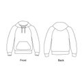 Hoodie with pocket in front. Technical sketch sweatshirt with hood vector.