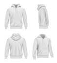 Hoodie realistic. Fashion sport clothes for man sweater casual white shirt decent vector pictures set Royalty Free Stock Photo