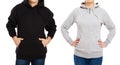 Hoodie set front view - black and grey hoodie mock up Royalty Free Stock Photo