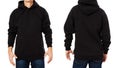 Hoodie set mock up - front and back view, black hoodie isolated Royalty Free Stock Photo