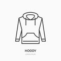 Hoodie, sweater flat line icon. Casual apparel store sign. Thin linear logo for clothing shop Royalty Free Stock Photo